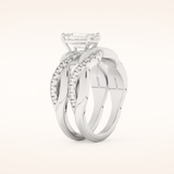 1.02 CT Emerald Cut Twisted Pave Moissanite Bridal Set