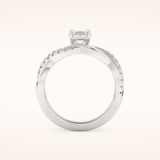 1.02 CT Emerald Cut Twisted Pave Moissanite Bridal Set