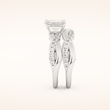 1.02 CT Emerald Cut Twisted Pave Moissanite Bridal Set