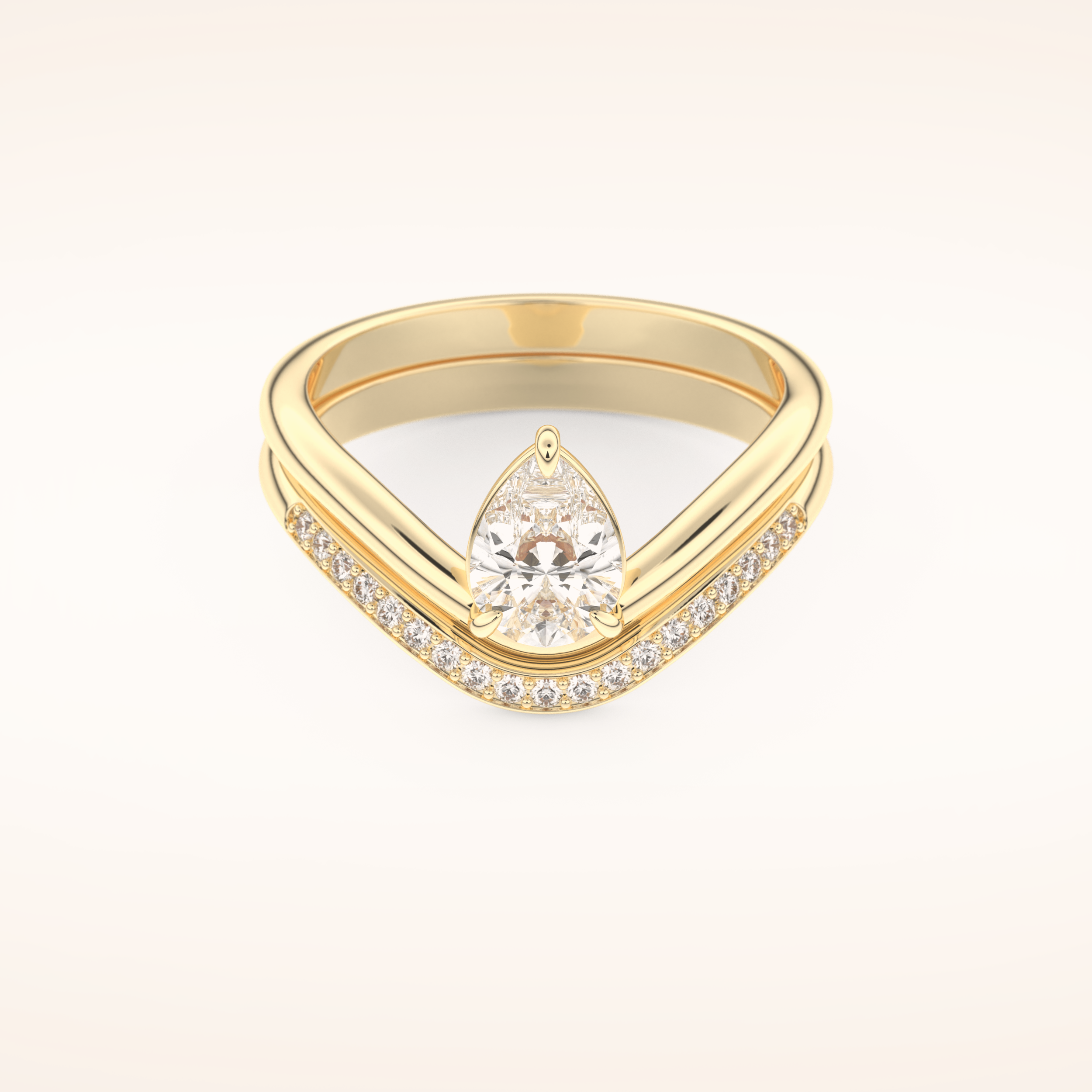 0.65 CT Pear Cut Solitaire Moissanite Bridal Set 7