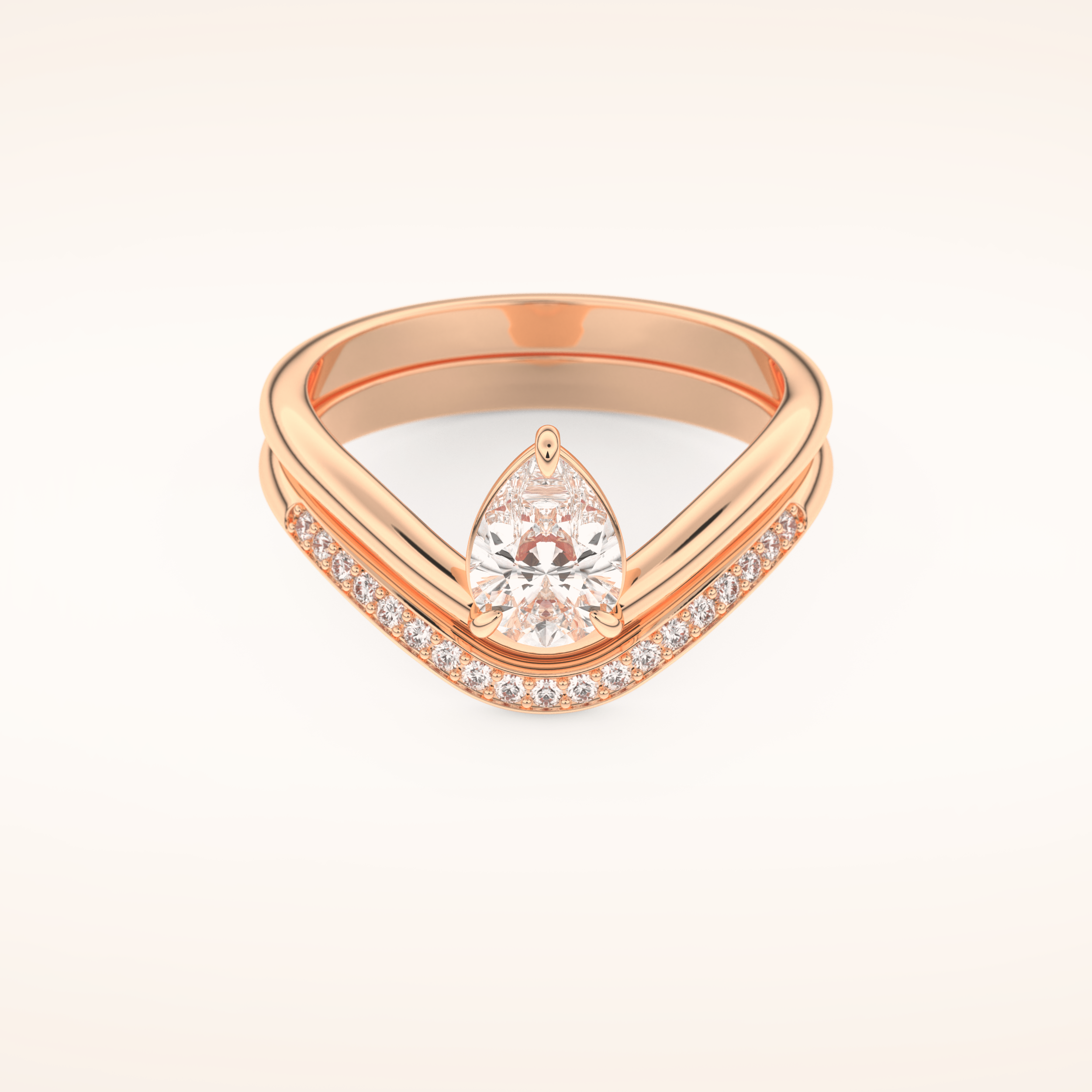 0.65 CT Pear Cut Solitaire Moissanite Bridal Set 13
