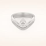 0.65 CT Pear Cut Solitaire Moissanite Bridal Set 1