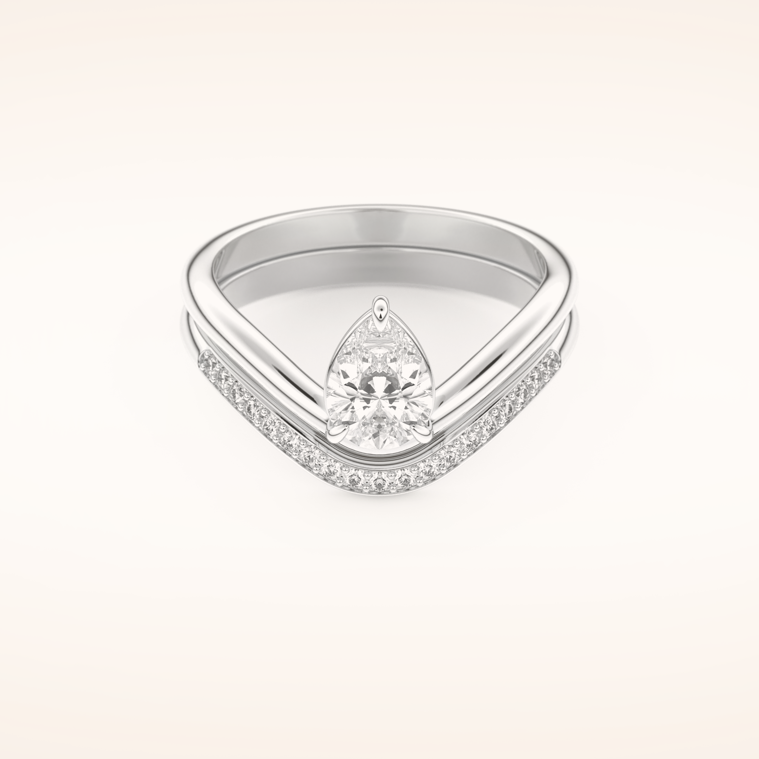 0.65 CT Pear Cut Solitaire Moissanite Bridal Set 1
