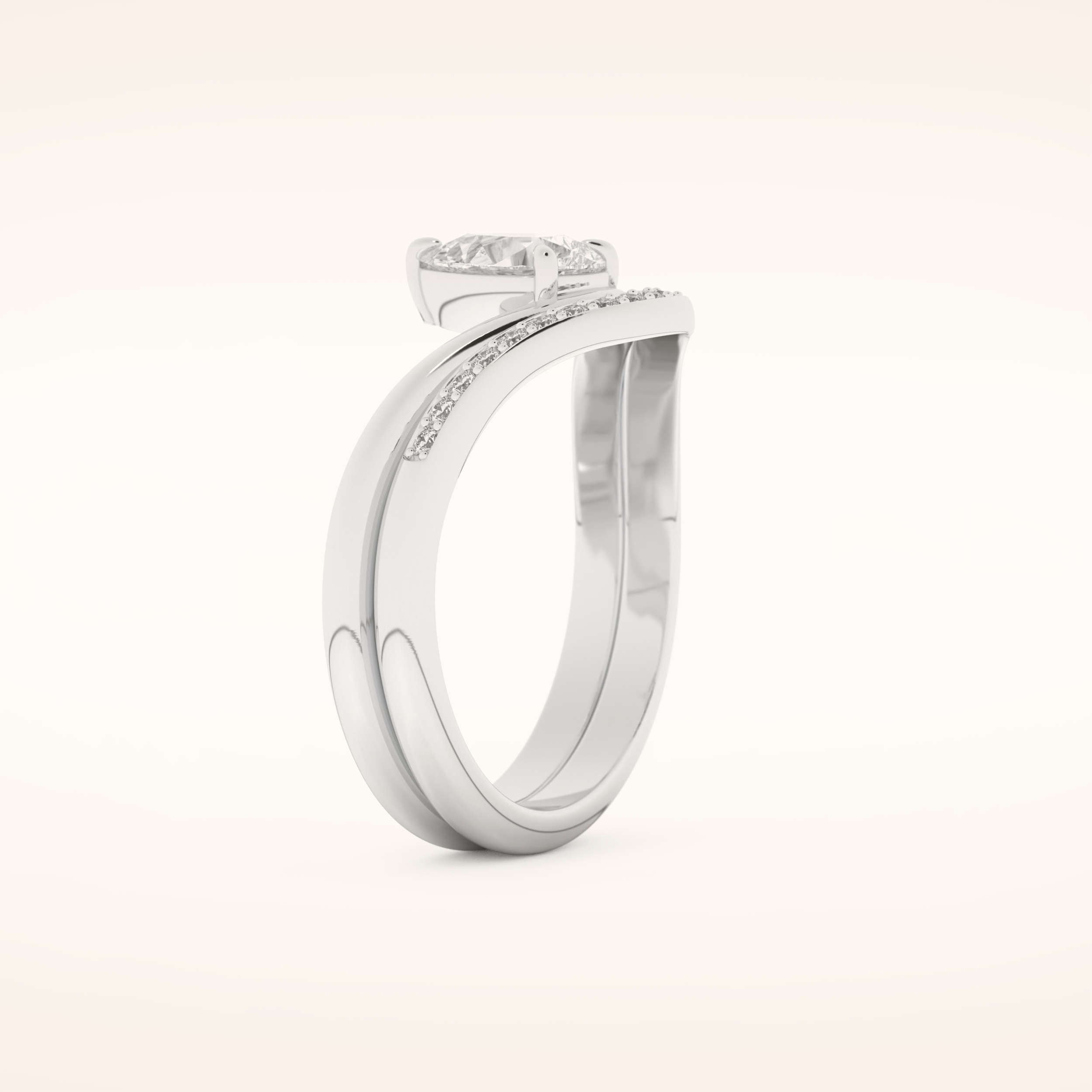 0.65 CT Pear Cut Solitaire Moissanite Bridal Set 4