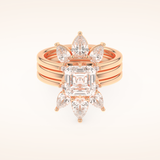 1.78 CT Asscher Shaped Cluster Moissanite Bridal Set 13