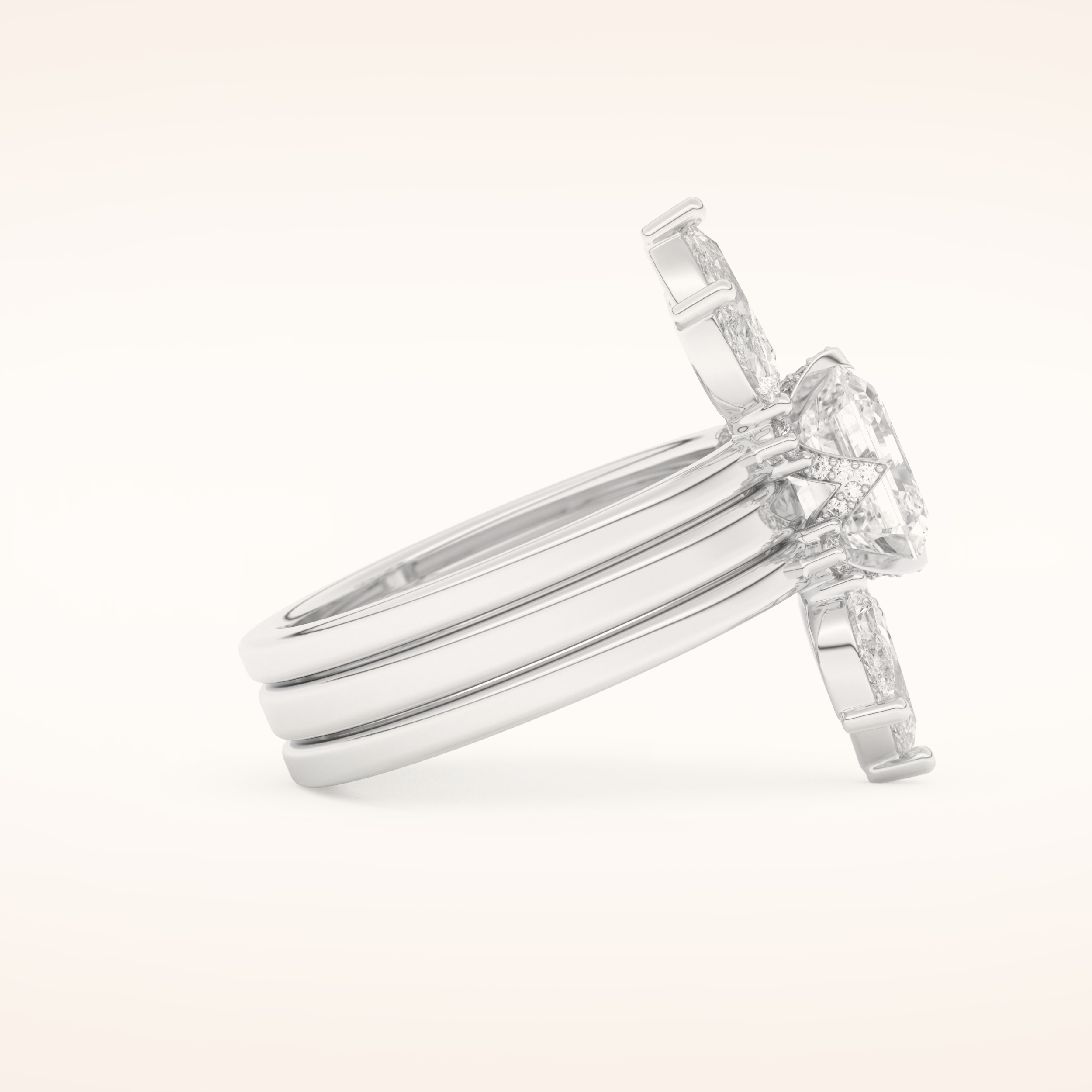 1.78 CT Asscher Shaped Cluster Moissanite Bridal Set 2