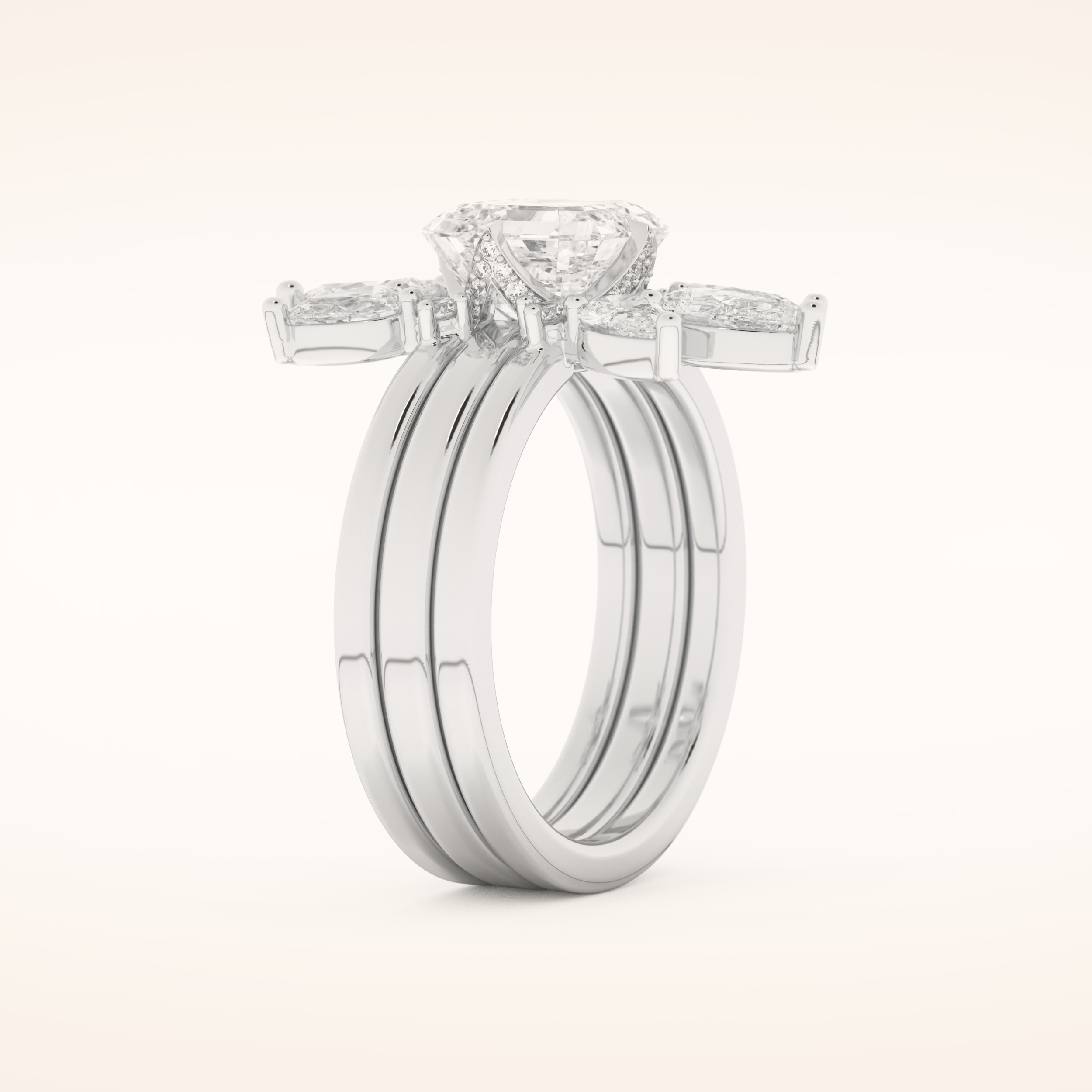 1.78 CT Asscher Shaped Cluster Moissanite Bridal Set 4