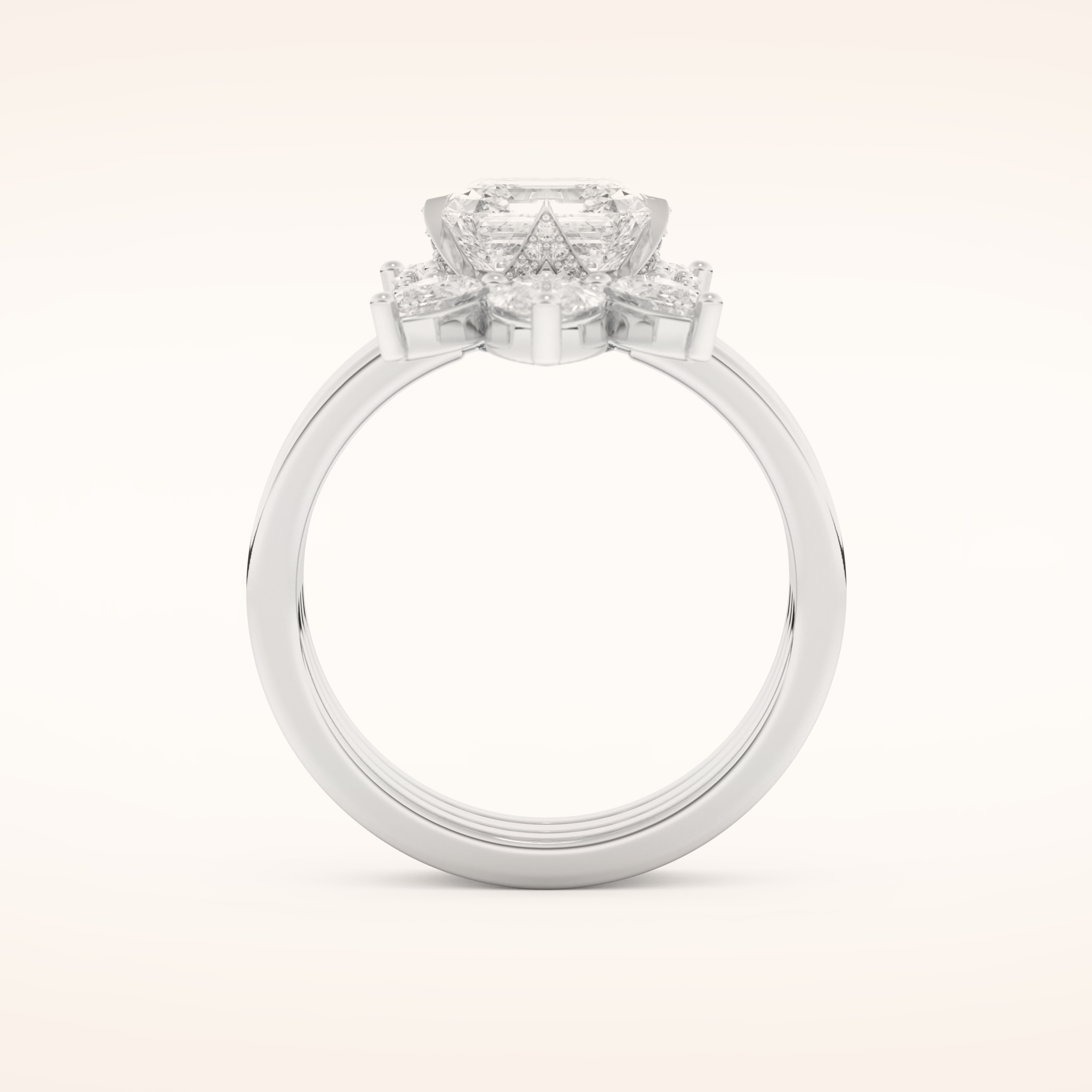 1.78 CT Asscher Shaped Cluster Moissanite Bridal Set 5