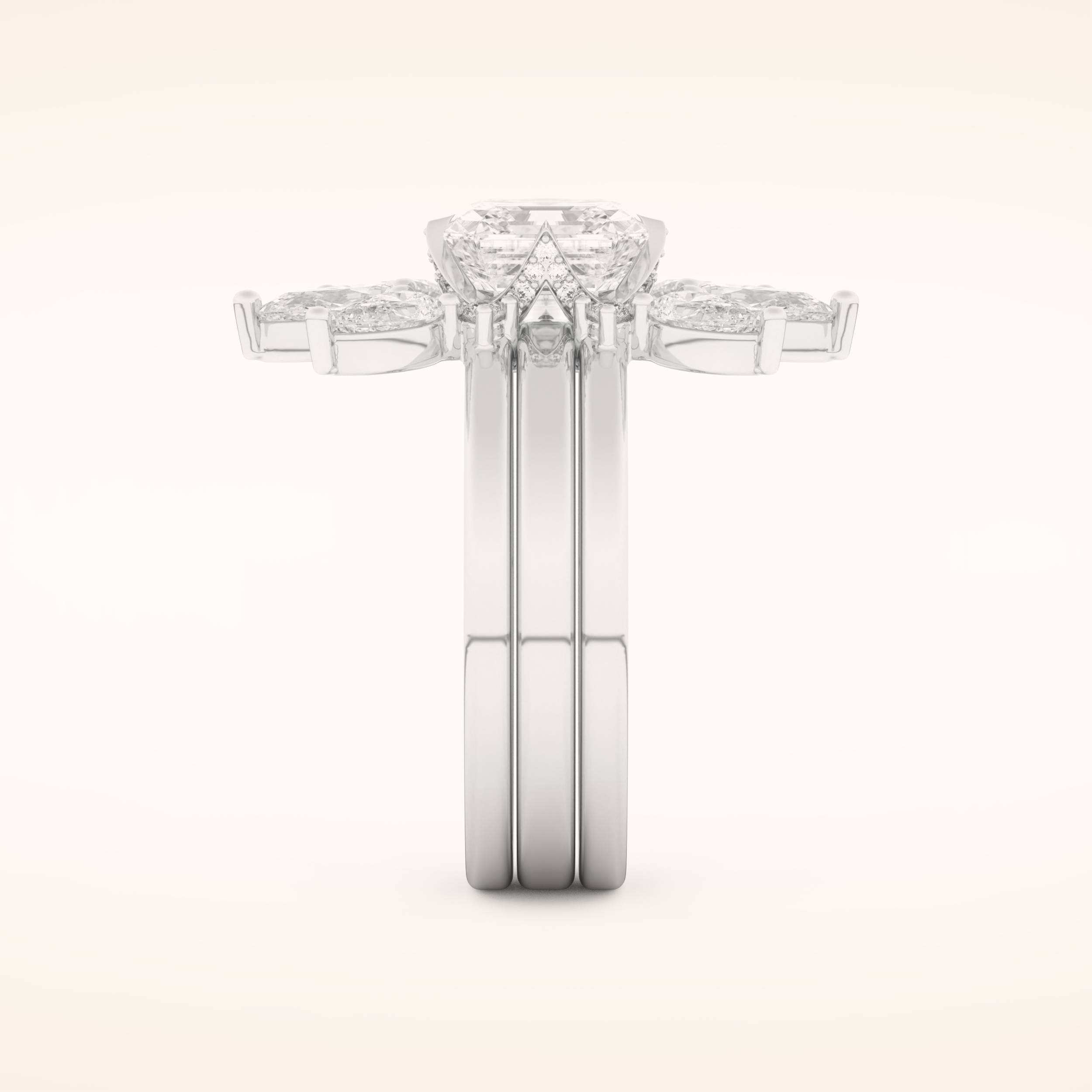1.78 CT Asscher Shaped Cluster Moissanite Bridal Set 6