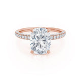 Elongated Cushion Hidden Halo & Pave Lab Grown Diamond Engagement Ring