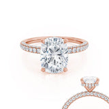 Elongated Cushion Hidden Halo & Pave Lab Grown Diamond Engagement Ring
