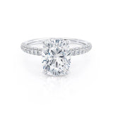 Elongated Cushion Hidden Halo Lab Grown Diamond Engagement Ring