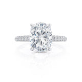 Elongated Cushion Hidden Halo Lab Grown Diamond Engagement Ring