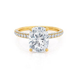Elongated Cushion Hidden Halo & Pave Lab Grown Diamond Engagement Ring