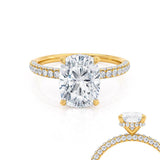Elongated Cushion Hidden Halo & Pave Lab Grown Diamond Engagement Ring