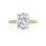 Elongated Cushion Hidden Halo & Pave Lab Grown Diamond Engagement Ring