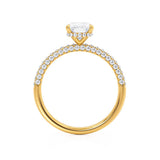 Elongated Cushion Hidden Halo & Pave Lab Grown Diamond Engagement Ring