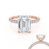 Emerald Hidden Halo & Pave Lab Grown Diamond Engagement Ring