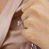 Oval Hidden Halo & Pave Lab Grown Diamond Engagement Ring