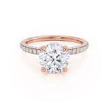Round Hidden Halo & Pave Lab Grown Diamond Engagement Ring