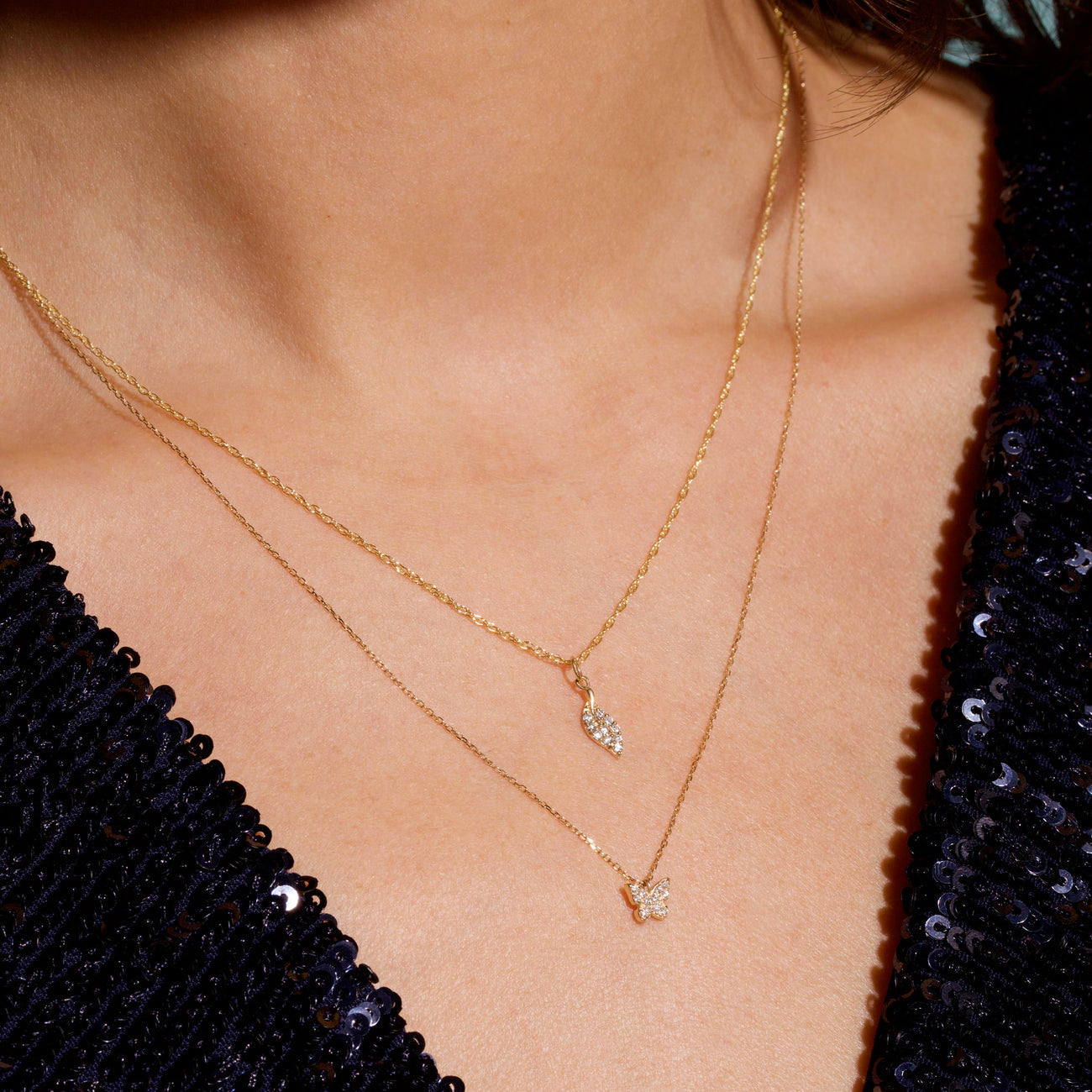 Butterfly Necklace 0.15 TCW Round Shape Moissanite 3