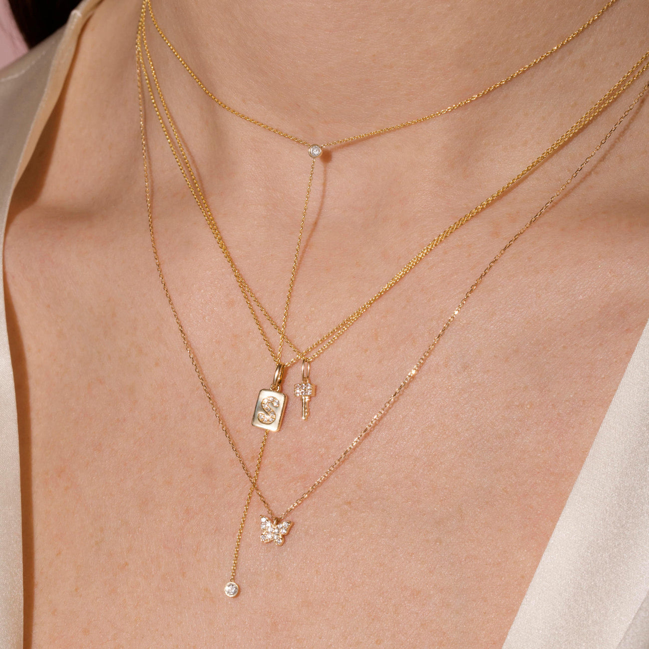 Butterfly Necklace 0.15 TCW Round Shape Moissanite 1