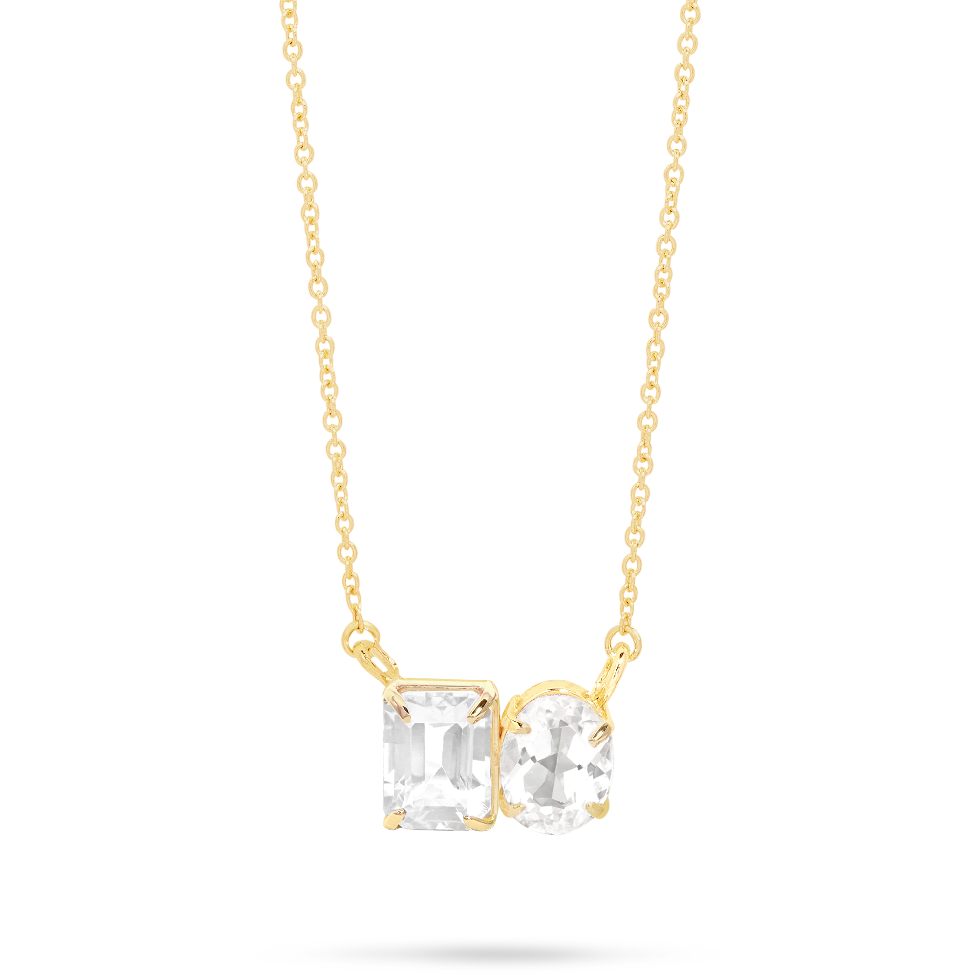 4.0 CT Oval & Emerald Shape Moissanite Two Stone Necklace 3