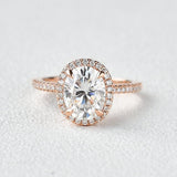 Oval Halo & Pave Lab Grown Diamond Engagement Ring