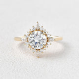 Round Cluster Lab Grown Diamond Engagement Ring