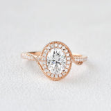Oval Halo & Pave Lab Grown Diamond Engagement Ring