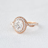 Oval Halo & Pave Lab Grown Diamond Engagement Ring