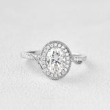 Oval Halo & Pave Lab Grown Diamond Engagement Ring