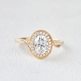 Oval Halo & Pave Lab Grown Diamond Engagement Ring