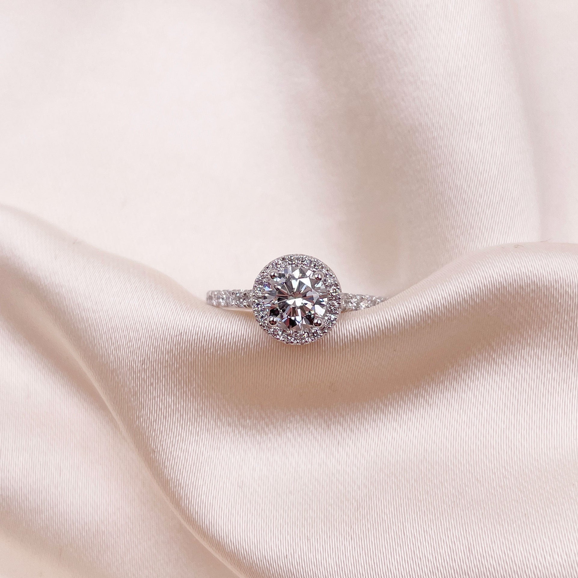 Round Halo & Pave Lab Grown Diamond Engagement Ring