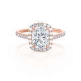 Elongated Cushion Halo & Pave Lab Grown Diamond Engagement Ring