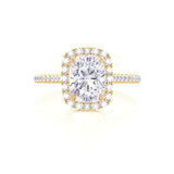 Elongated Cushion Halo & Pave Lab Grown Diamond Engagement Ring