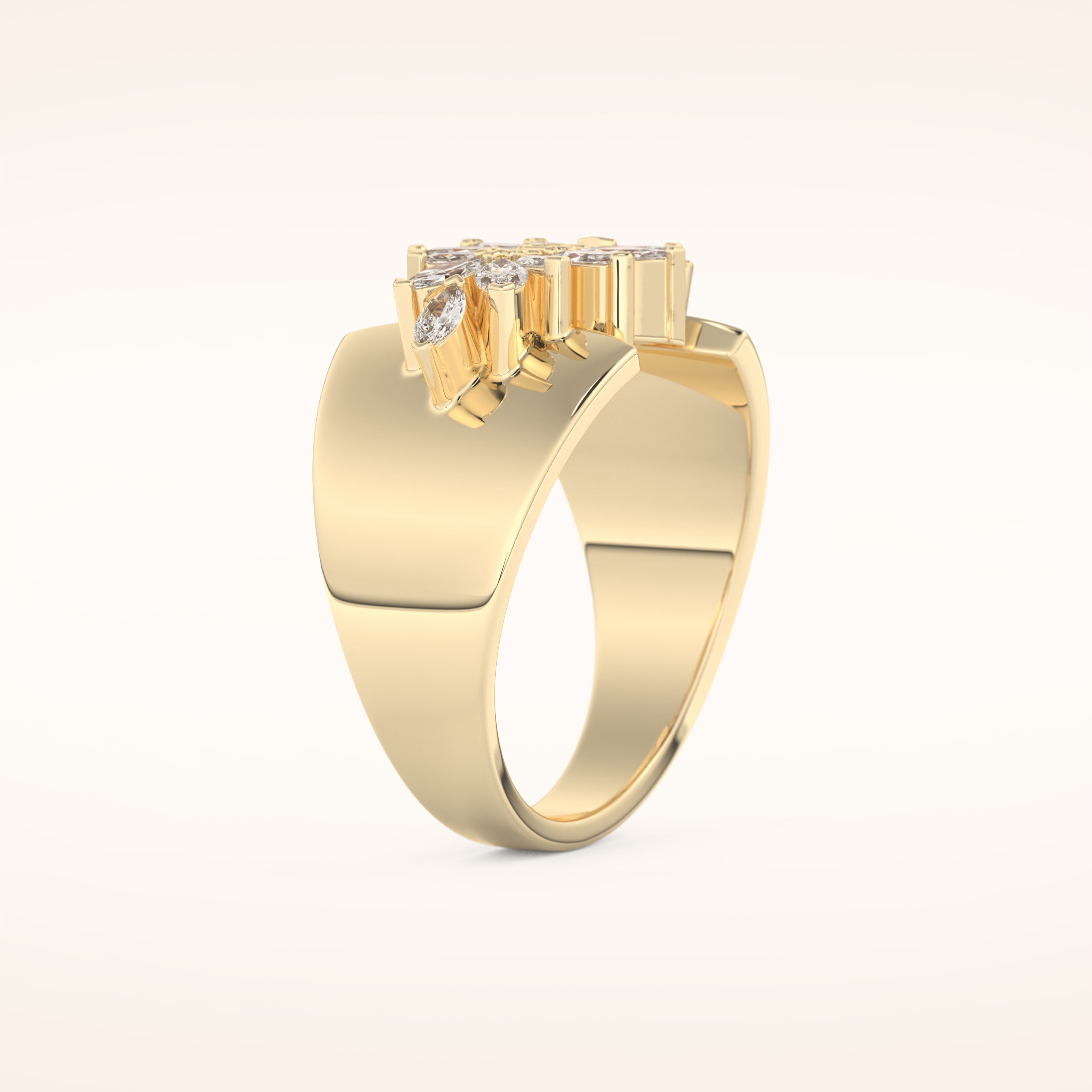 0.50 TCW Marquise Shaped Moissanite Multiple Stone Wedding Band