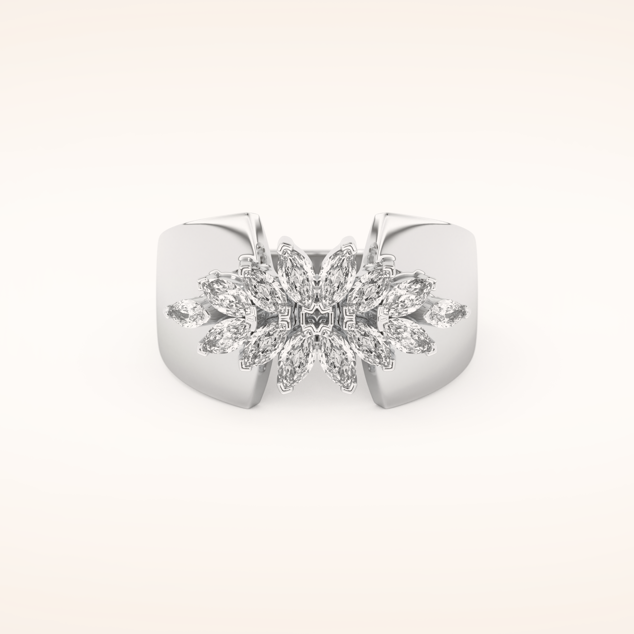 0.50 TCW Marquise Shaped Moissanite Multiple Stone Wedding Band