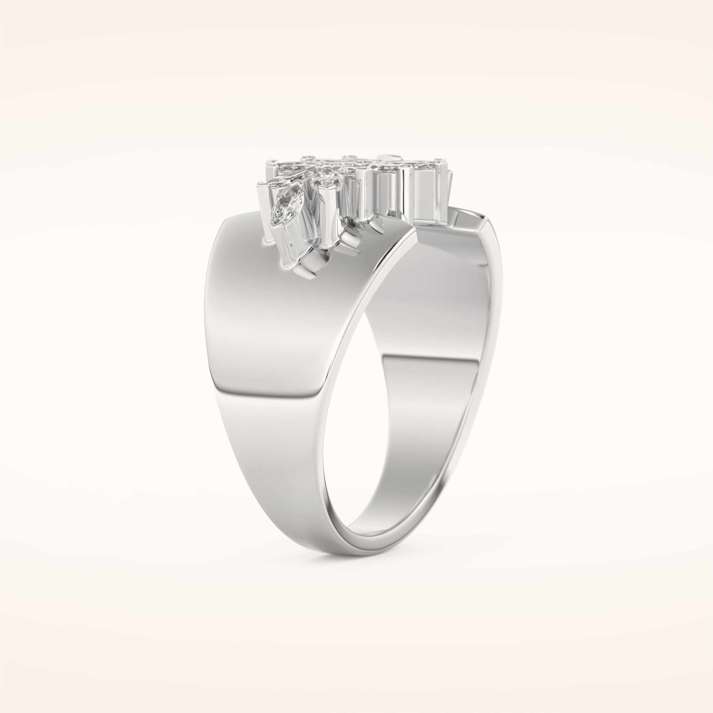 0.50 TCW Marquise Shaped Moissanite Multiple Stone Wedding Band