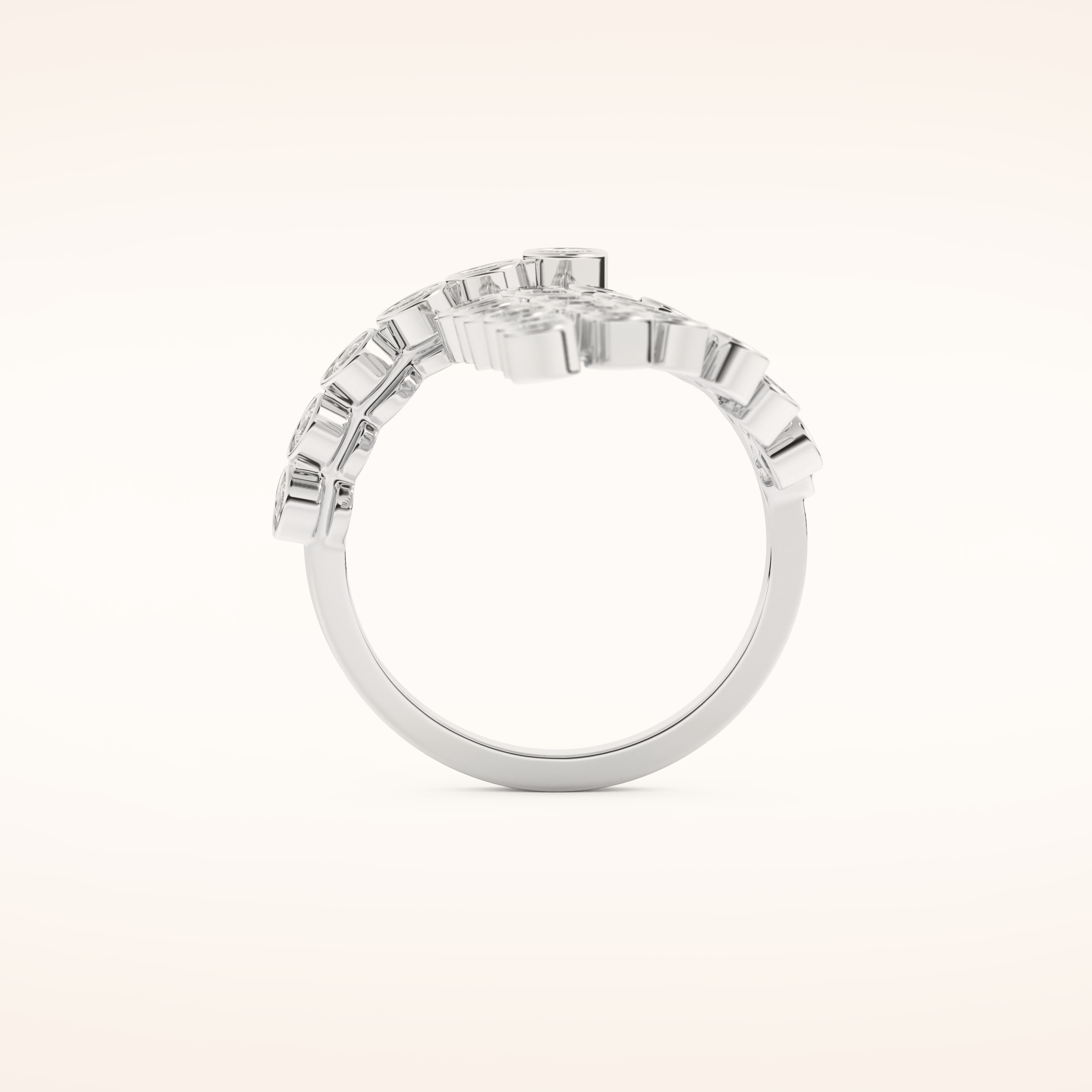 0.34 TCW Round Shaped Moissanite Spiral Multi Stone Wedding Band