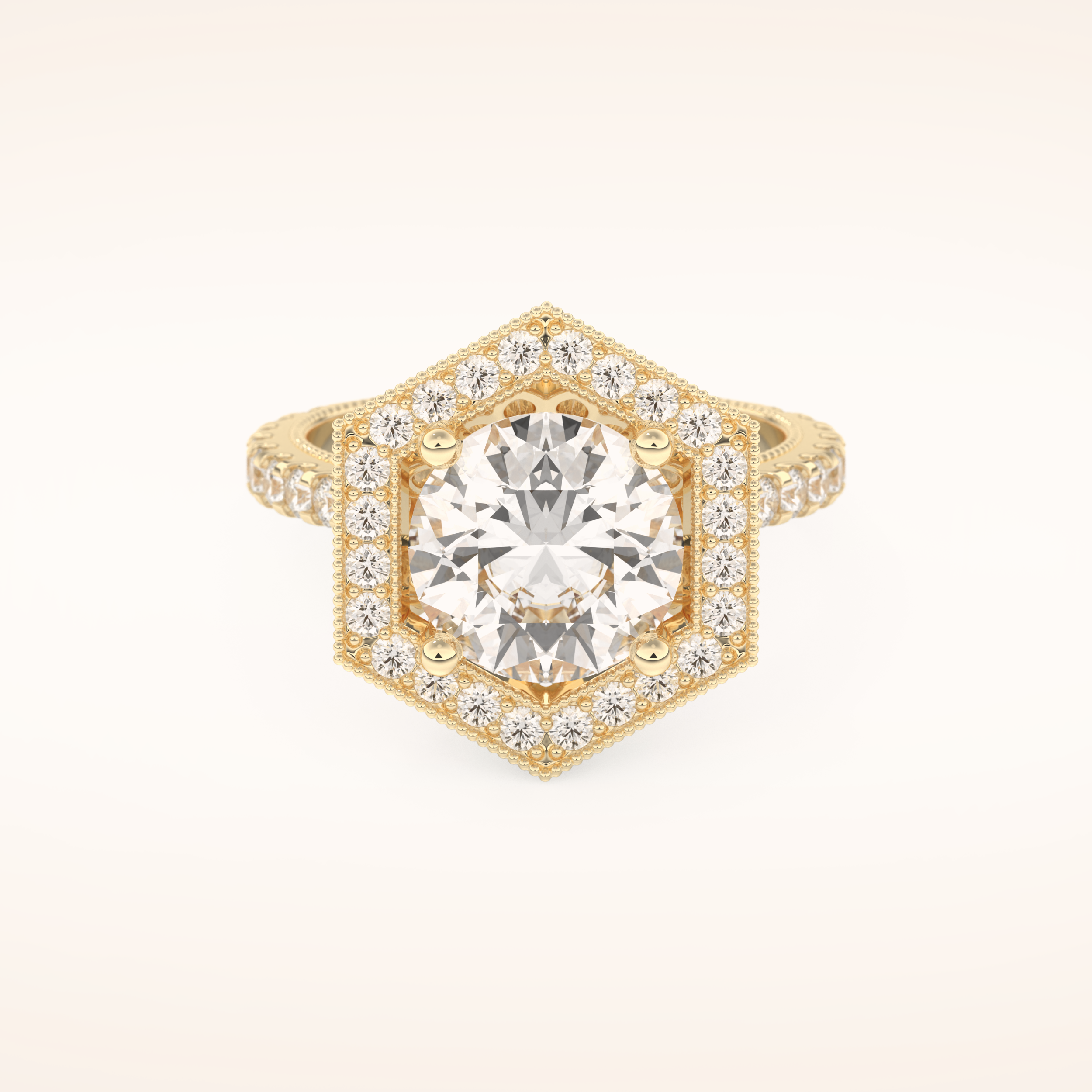 2.43 CT Round Shaped Cluster Moissanite Engagement Ring