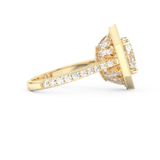 Elongated Round Cut 2.43 Carat Moissanite Ring – Hidden Halo & Pave Setting in Gold