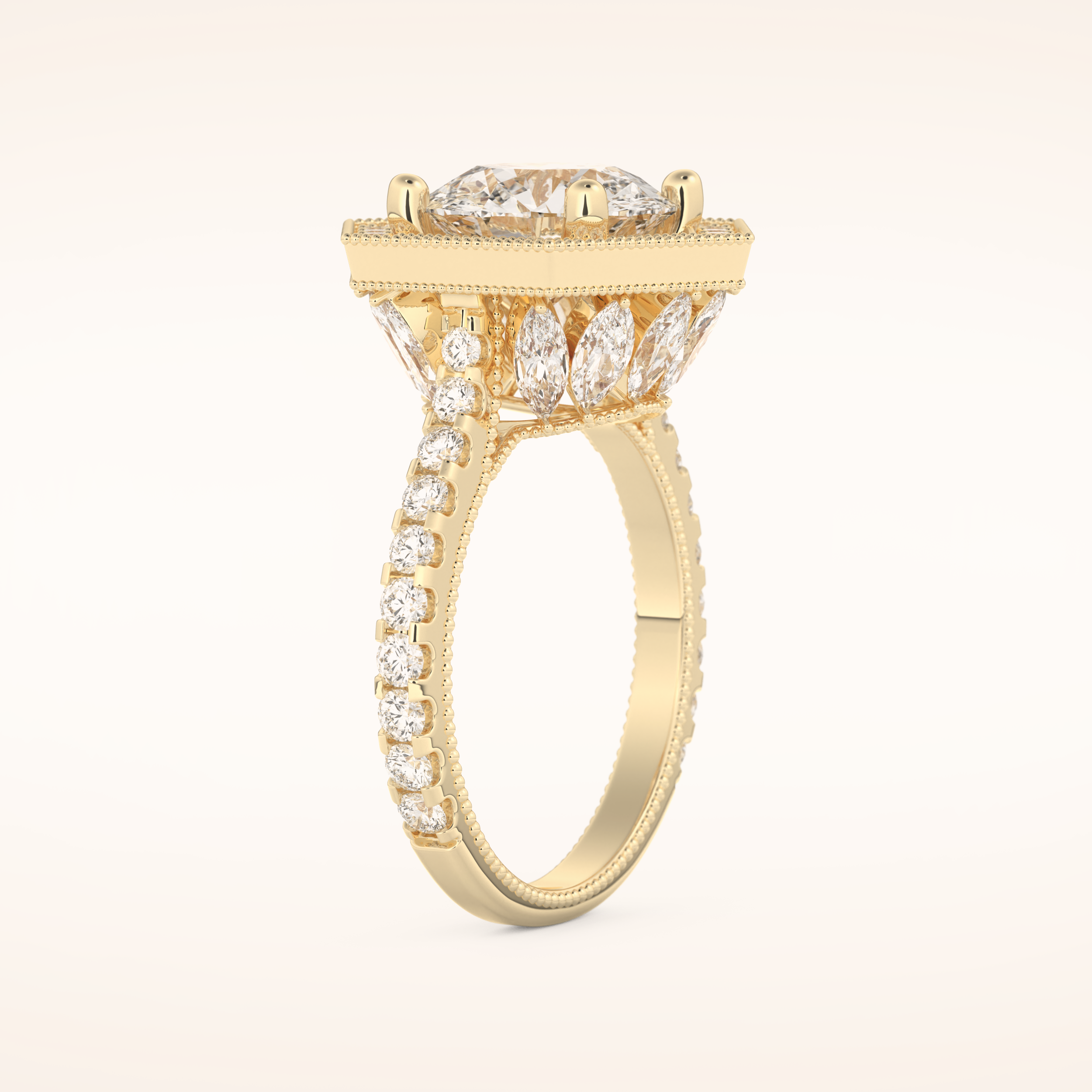 2.43 CT Round Shaped Cluster Moissanite Engagement Ring