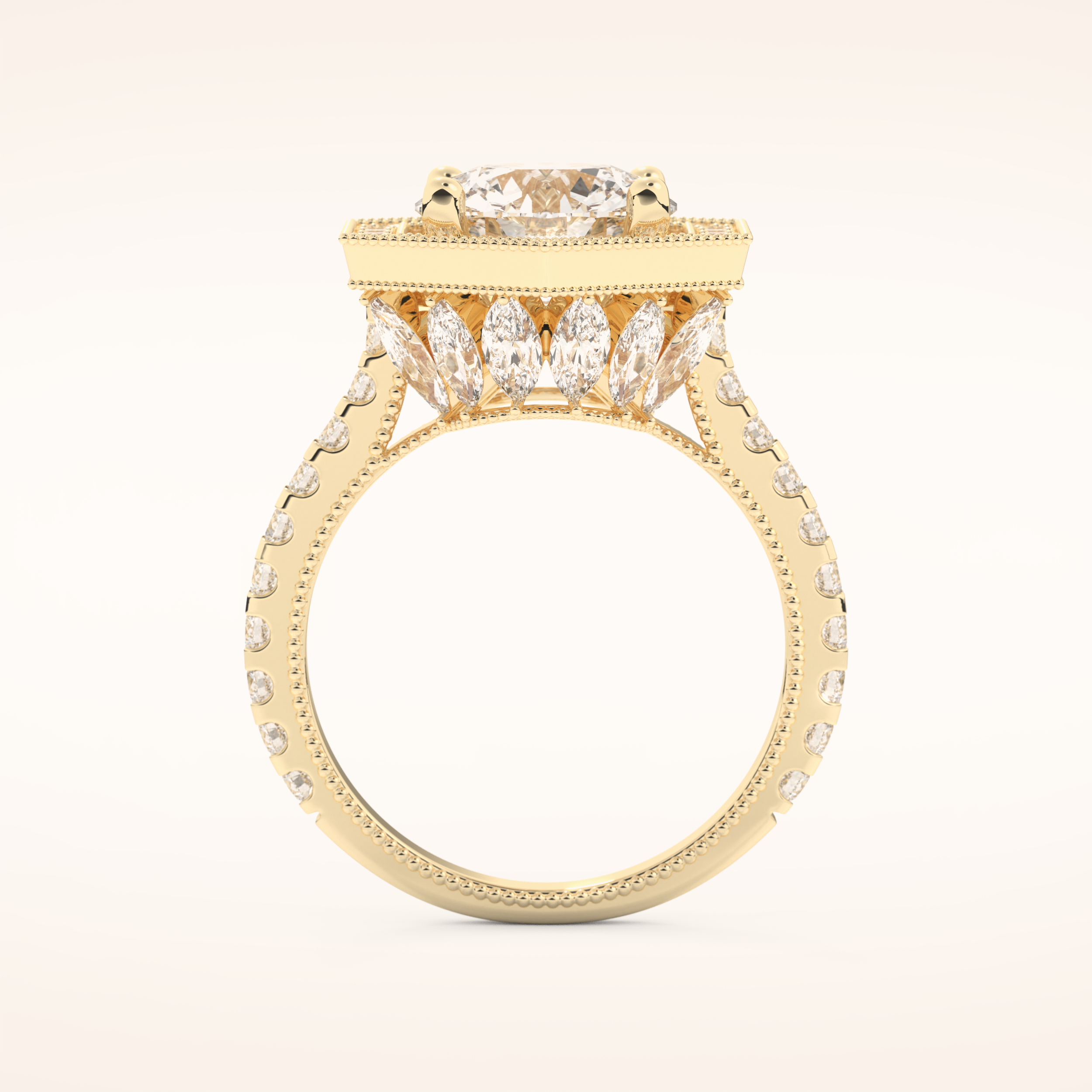2.43 CT Round Shaped Cluster Moissanite Engagement Ring