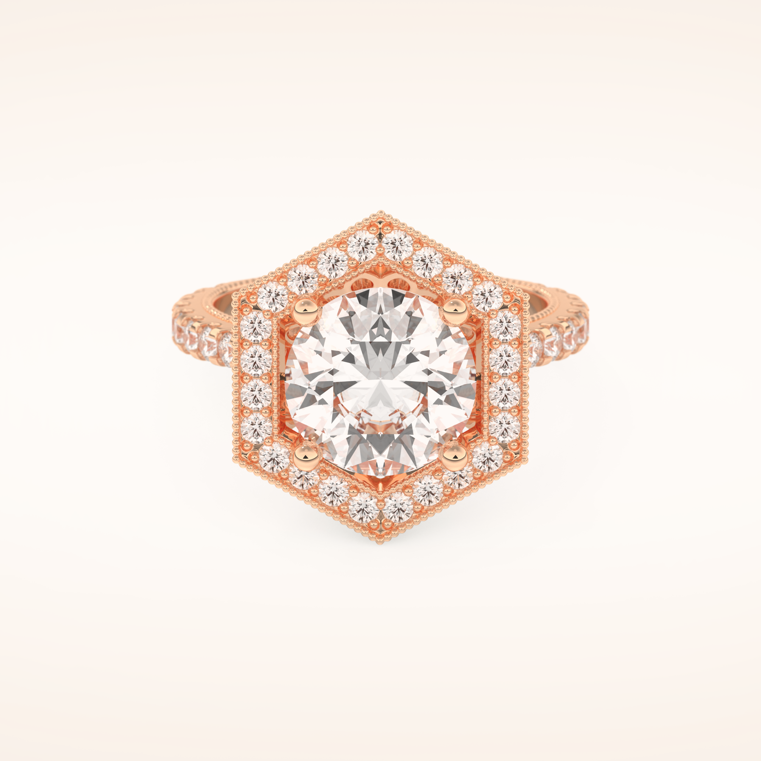 2.43 CT Round Shaped Cluster Moissanite Engagement Ring