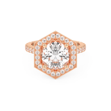 Elongated Round Cut 2.43 Carat Moissanite Ring – Hidden Halo & Pave Setting in Gold