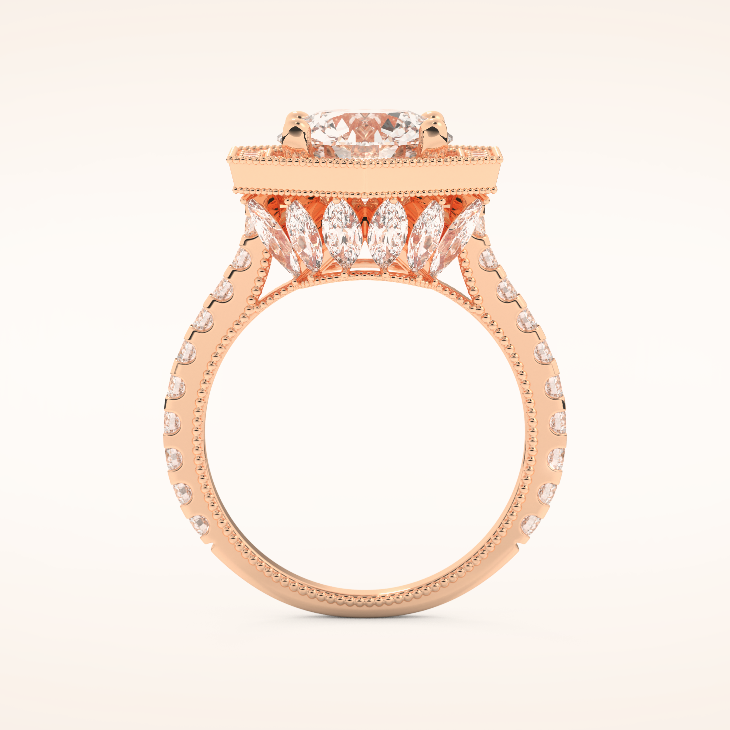 2.43 CT Round Shaped Cluster Moissanite Engagement Ring
