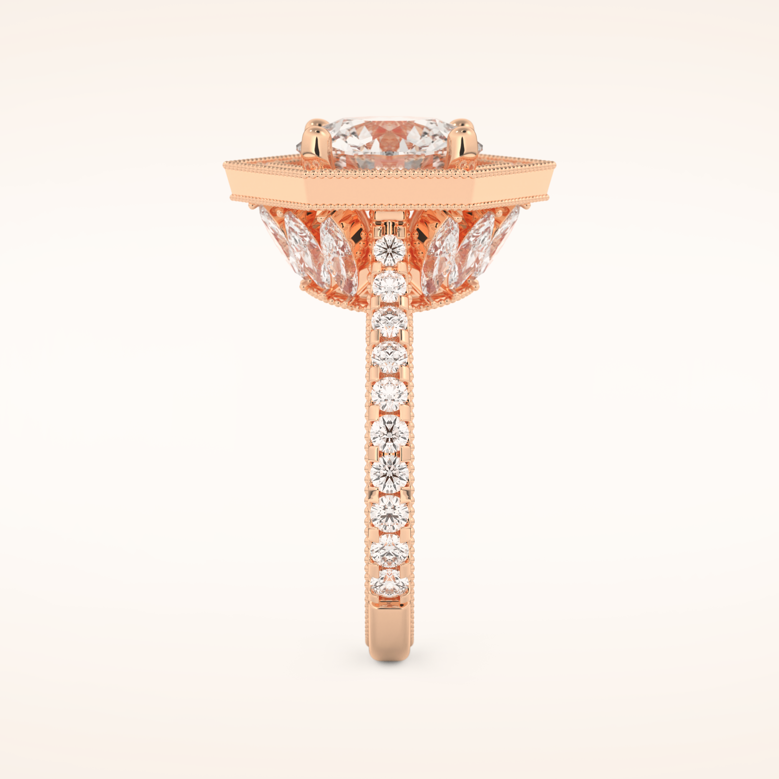 2.43 CT Round Shaped Cluster Moissanite Engagement Ring