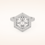 2.43 CT Round Shaped Cluster Moissanite Engagement Ring