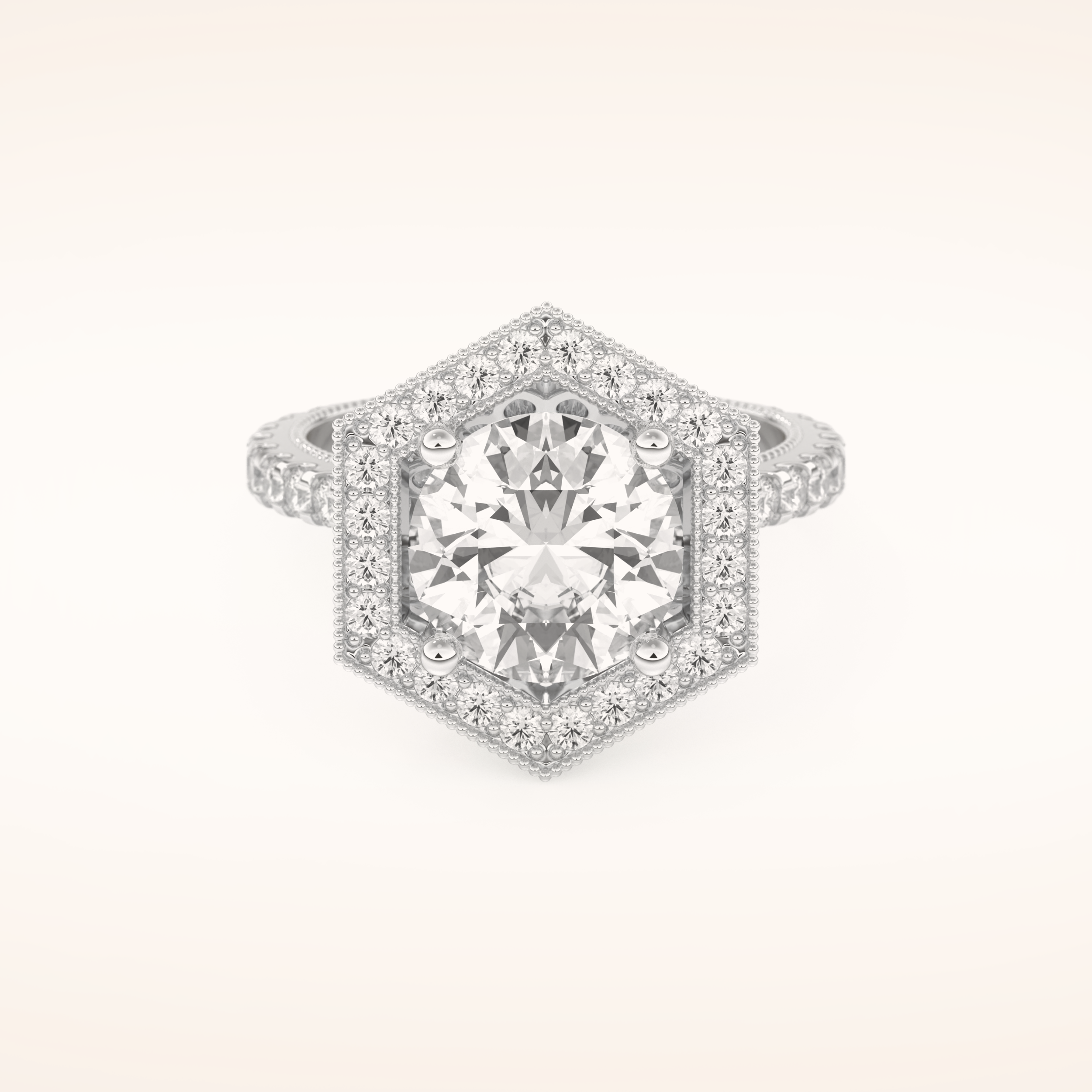 2.43 CT Round Shaped Cluster Moissanite Engagement Ring